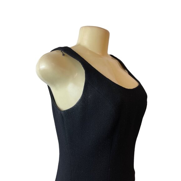 Teri Jon Black Sleeveless Lace Hem Sheath Knee Length Dress Size 4 - Picture 3 of 7